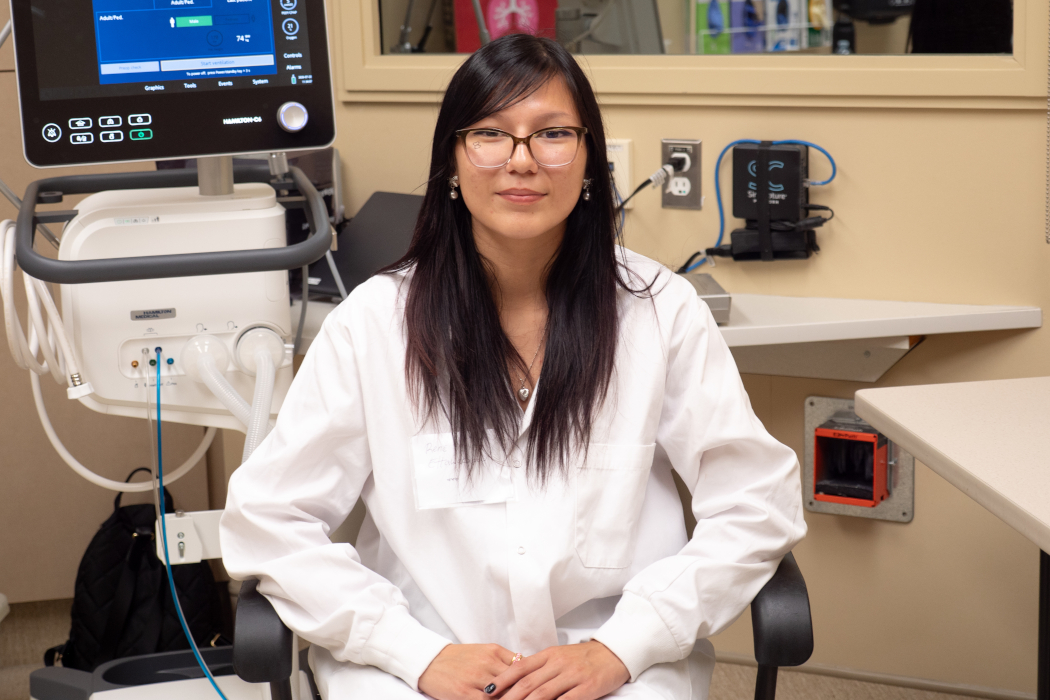 Renee Ettawakapow sits in a clinical training setting. 