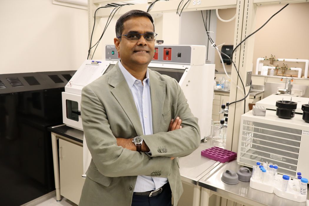 Dr. Prashen Chelikani stands in his lab. 