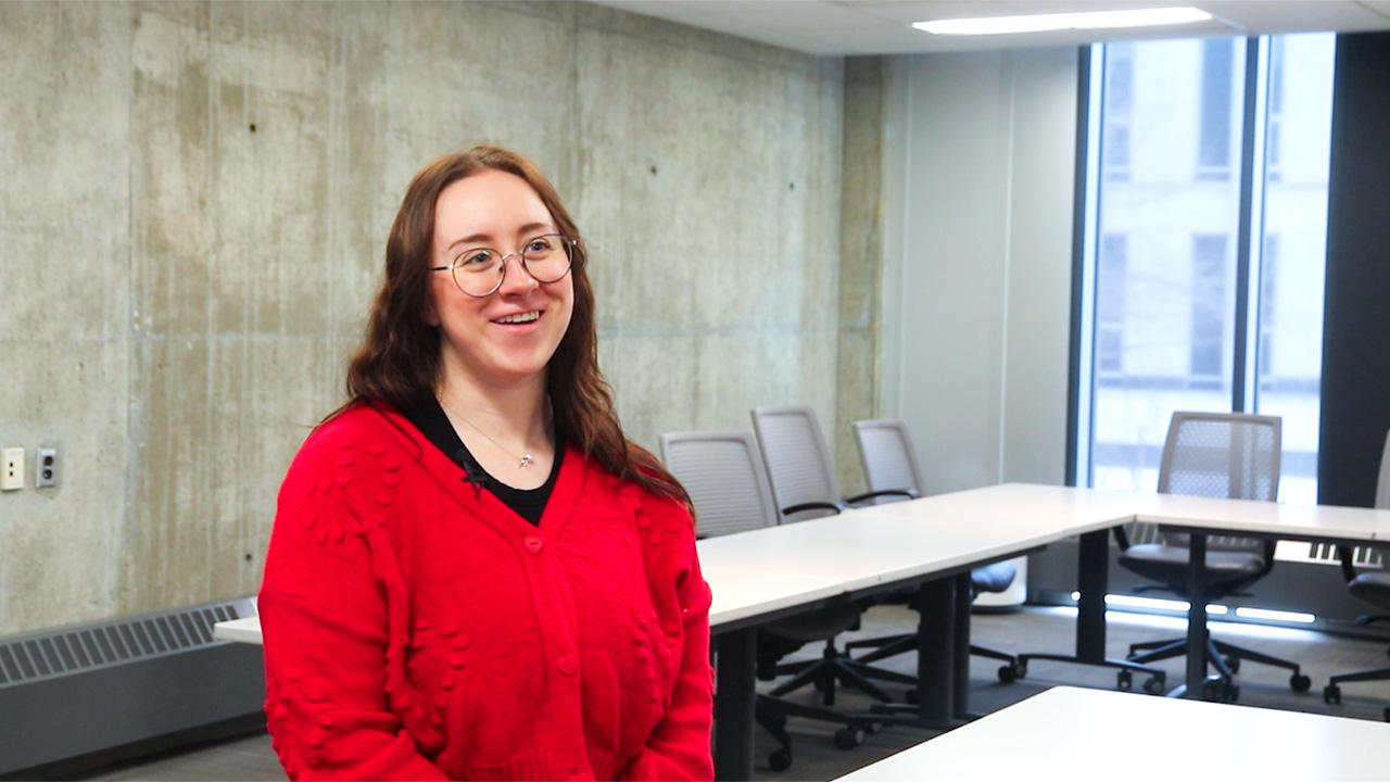 Emma Heath sitting in a classroom