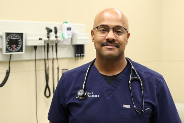 Dr. Jared Bullard in an examination room.