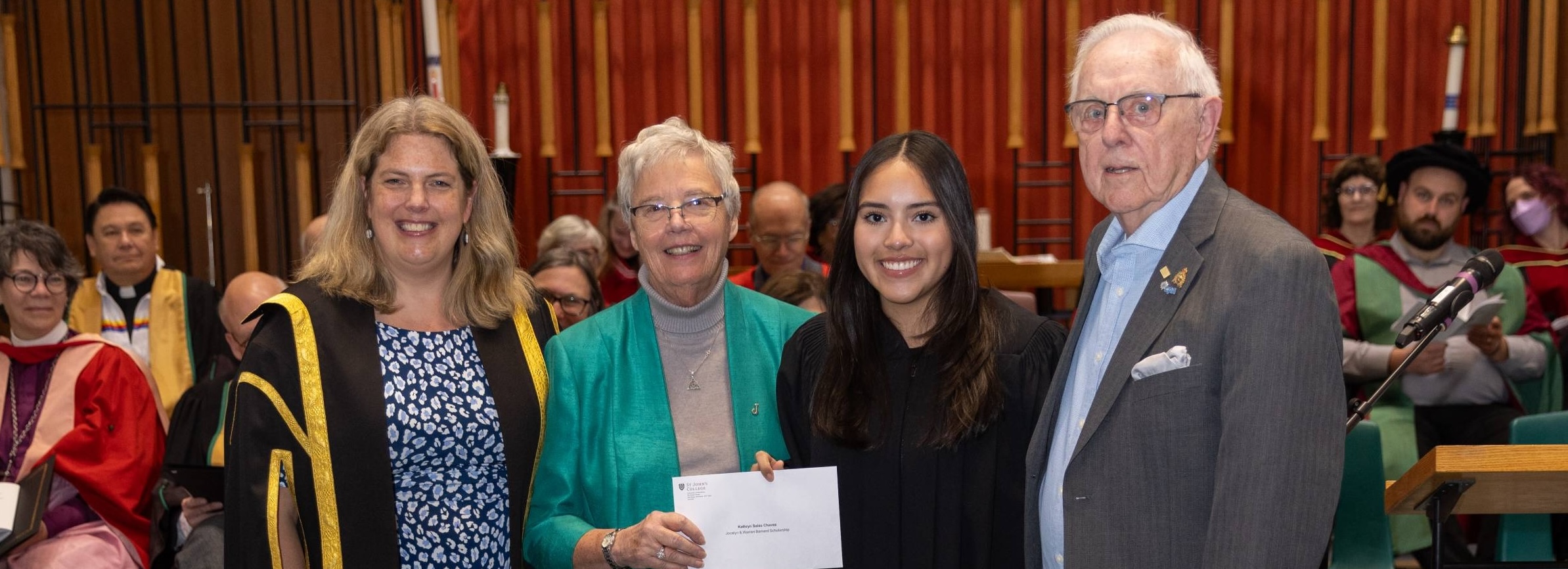 Jocelyn & Warren Barnard presenting their scholarship to Kathryn Salas Chavez
