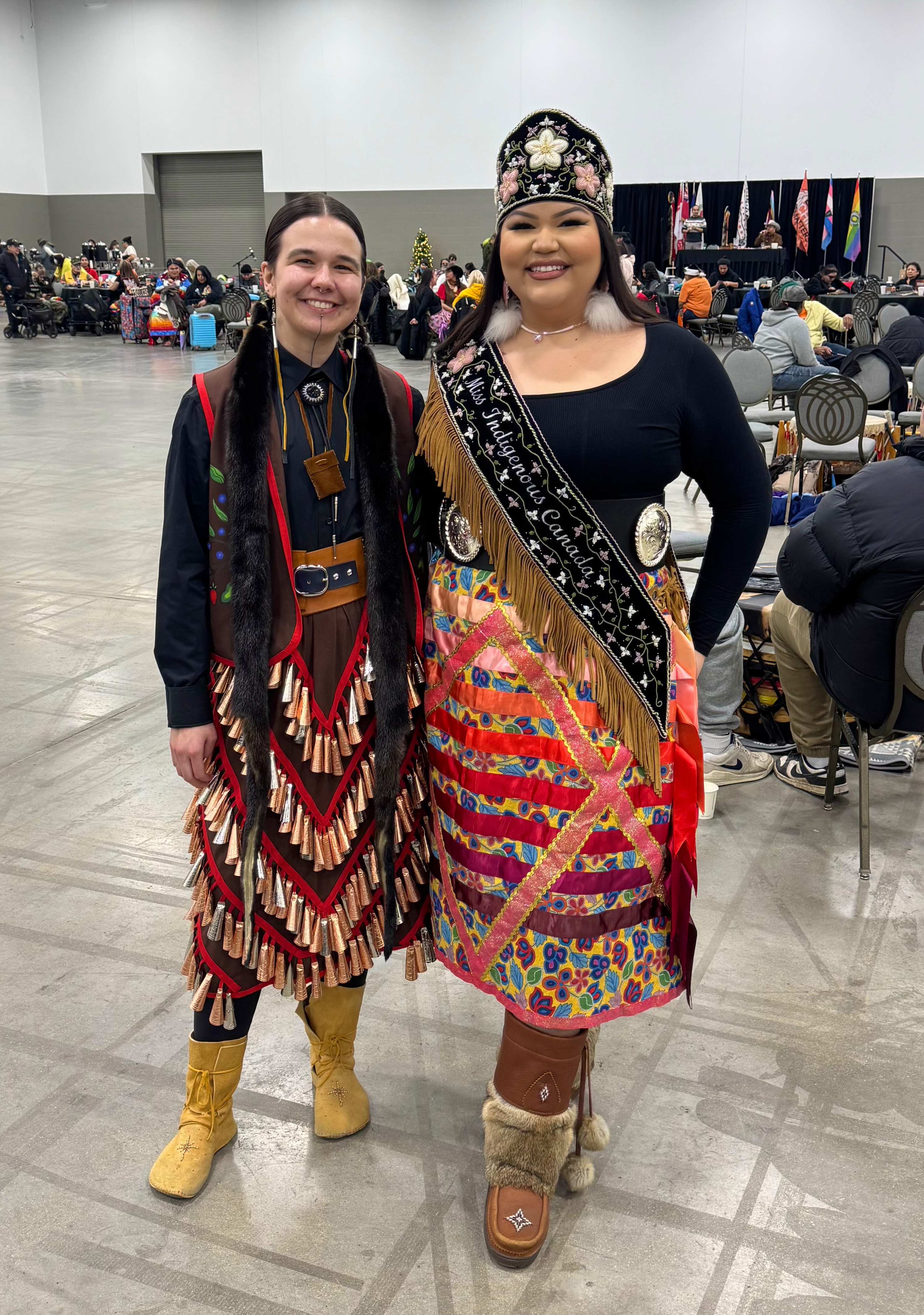 Sunday and Gena at Sunshine House's 8th annual Two-Spirit Powwow 2025