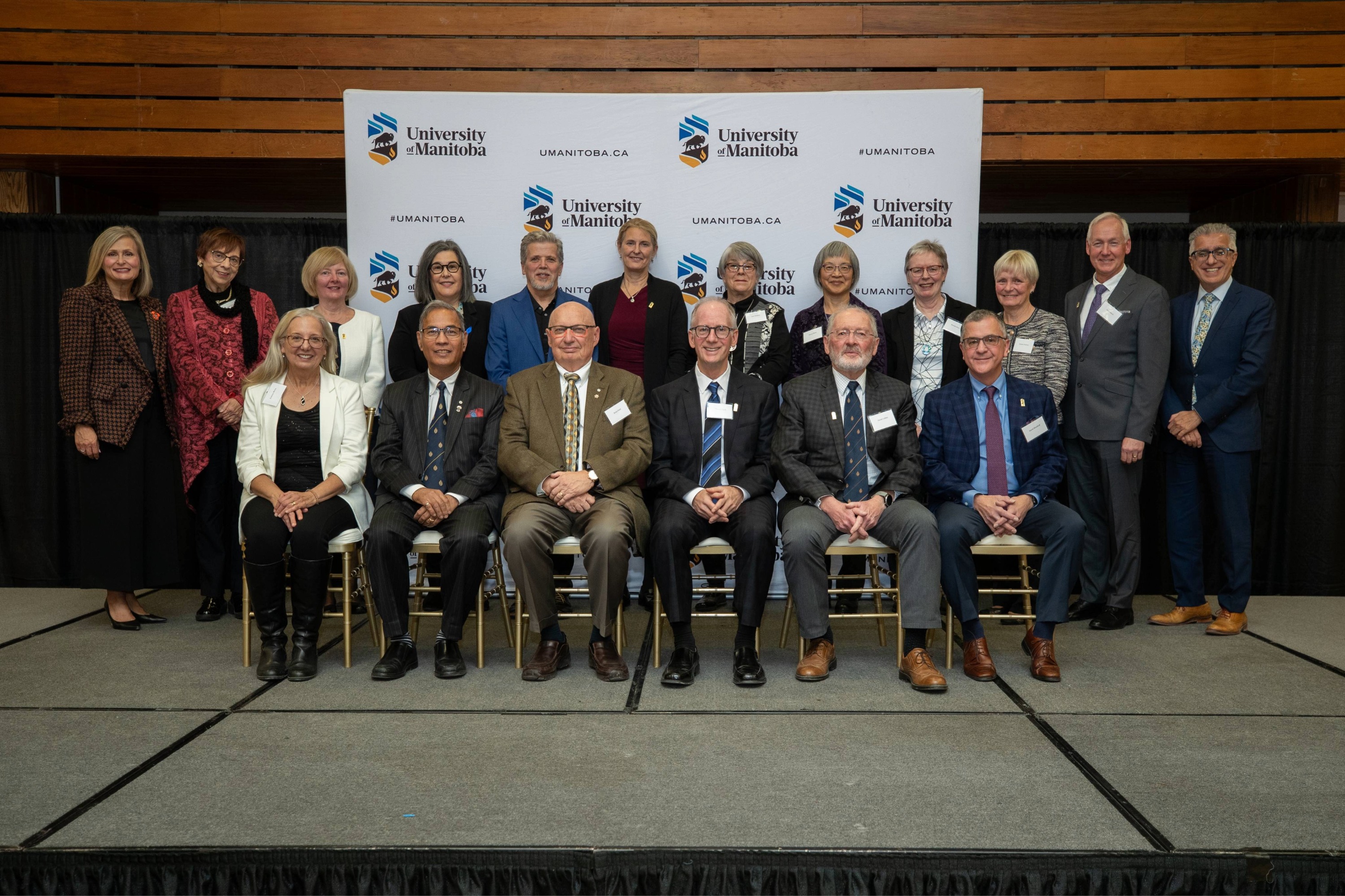2023 Emeritus honourees with Chancellor Anne Mahon and President Michael Benarroch