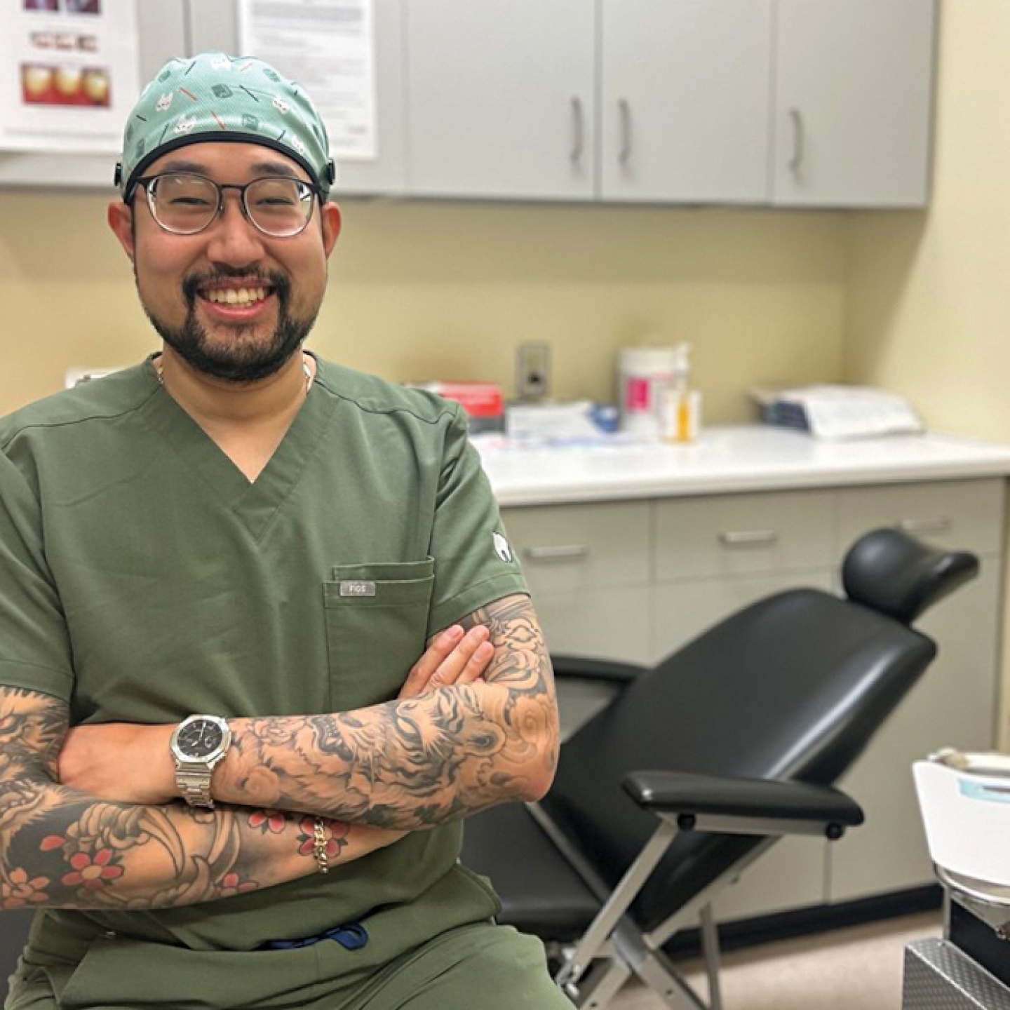 David Van poses for a photo in a clinical setting. 