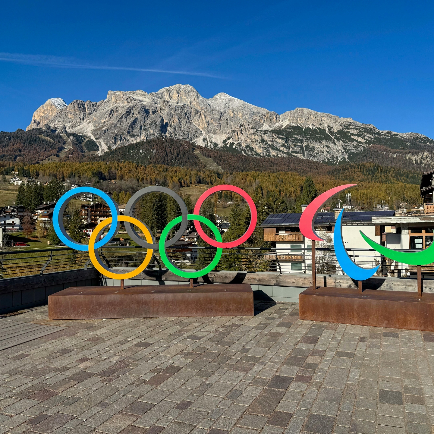 Olympic rings at Cortina d'Ampezzo, Veneto, Italy