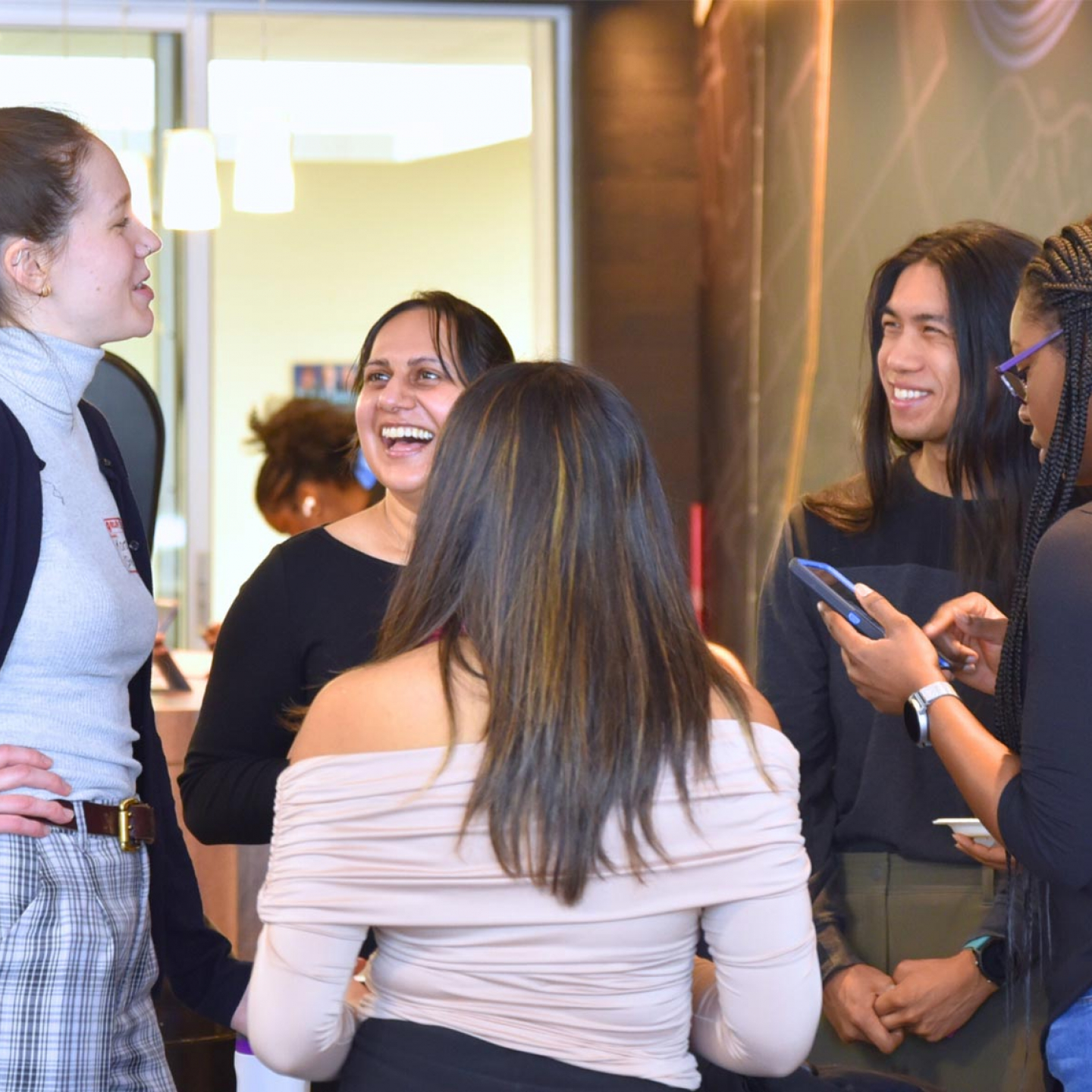 A group of students talking.