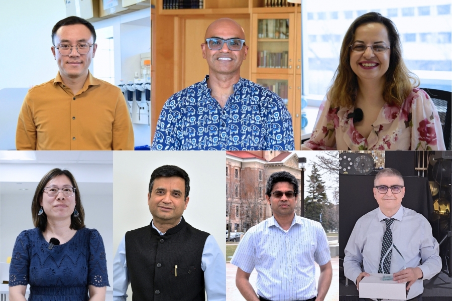 From left to right Lei Xing, Abishek Iyer, Sadaf Salehkaleibar, Xinli Wang, Ayush Kumar, Saman Muthukumarana, Khodr Shamseddine