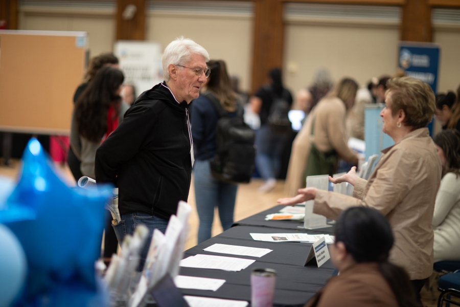 Bill Kops (Professor Emeritus and member of the UM Age-Friendly University Committee) and Janet Sealy (President of the University of Manitoba Retirees Association) at the Age-Friendly University Showcase.