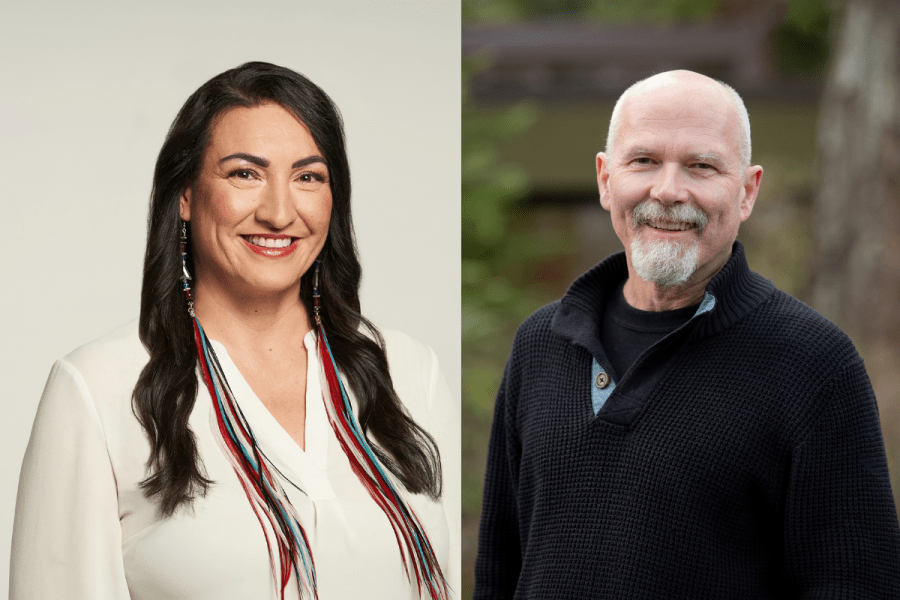 A split image of Angie Roy (left) and Roy Suddaby (right)