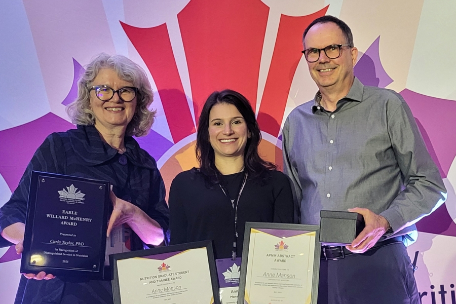 Canadian Nutrition Society Conference winners 2025 - Dr. Carla Taylor, Anne Manson, Dr. Harold Aukema