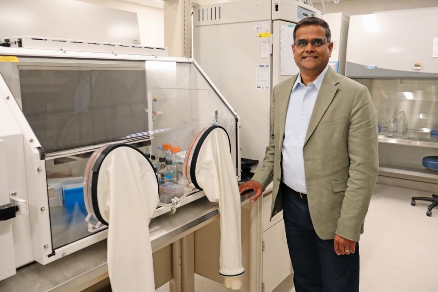 Dr. Prashen Chelikani stands in his lab. 