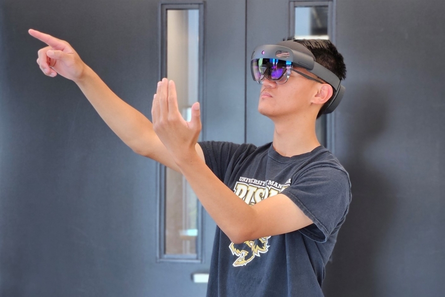 A person wearing an AR headset