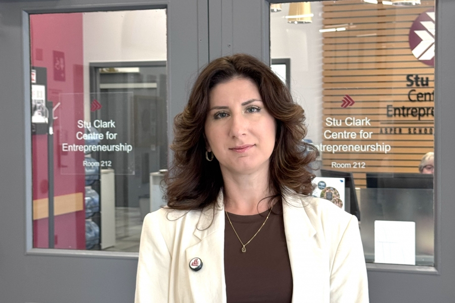 UM staff member and designer Evgeniya at the Stu Clark Centre for Entrepreneurship