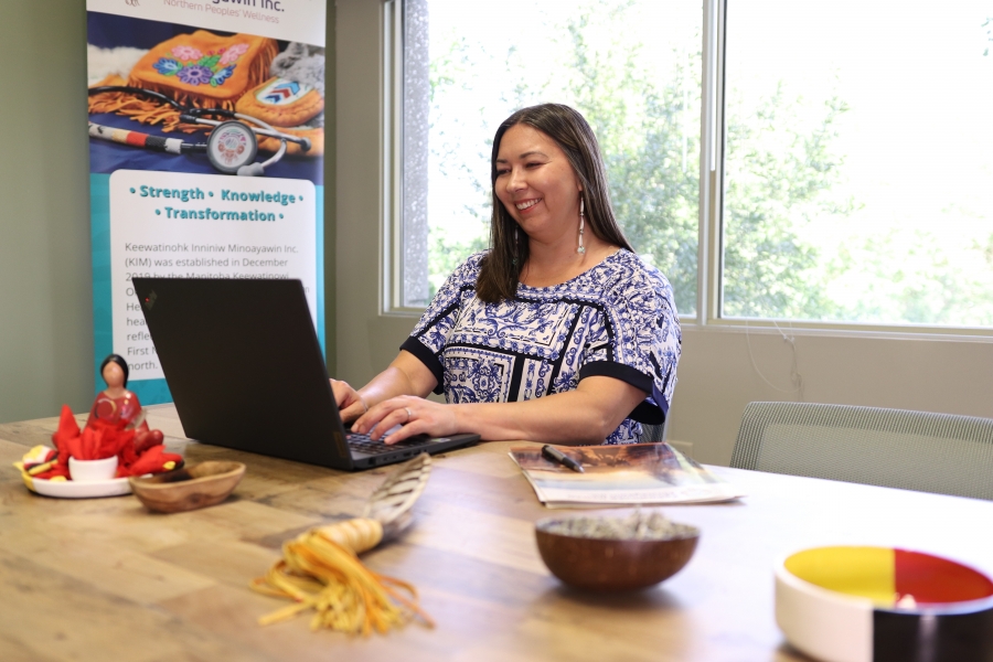 Michelle Monkman at the Keewatinohk Inniniw Minoayawin office in Winnipeg.