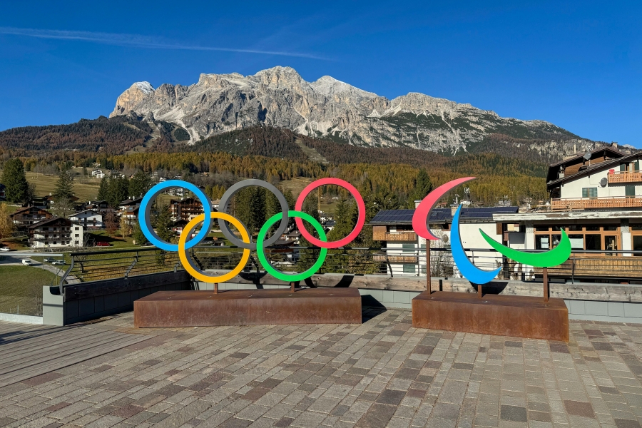 Olympic rings at Cortina d'Ampezzo, Veneto, Italy