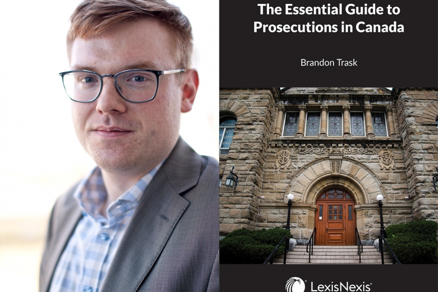 photoshopped image of a professor's headshot next to the cover of his book