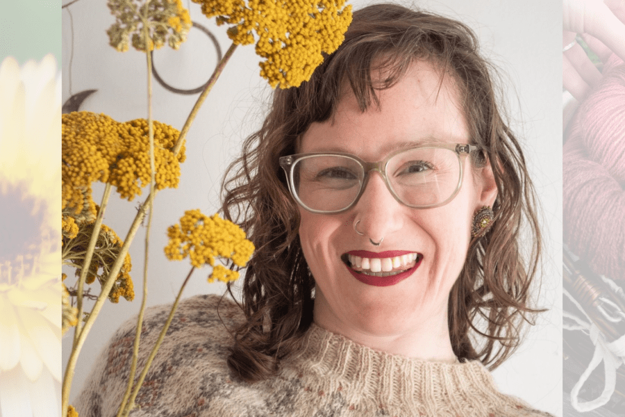 woman posing with flowers