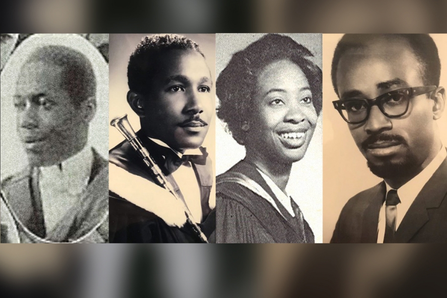 A collection of four Black UM alumni, Hewburn Greenridge, Lindley Abdulah, June Marion James and Horace Patterson.