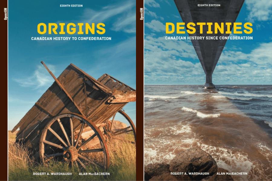Two covers of history textbooks Origins and Destinies