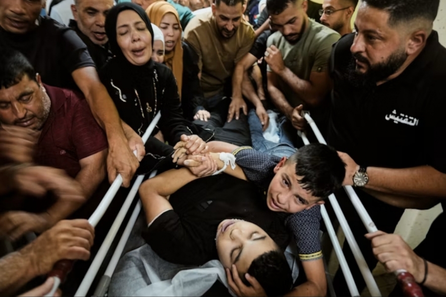 group of grieving people