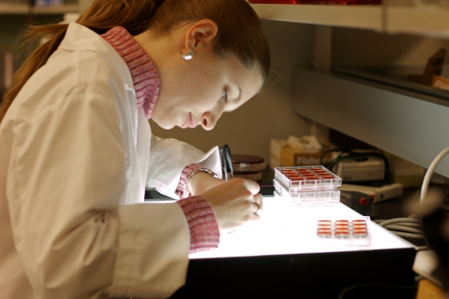 student in lab