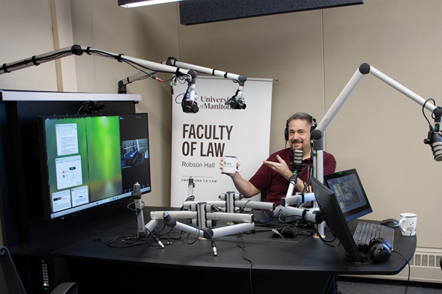 Podcast studio with Richard Jochelson.