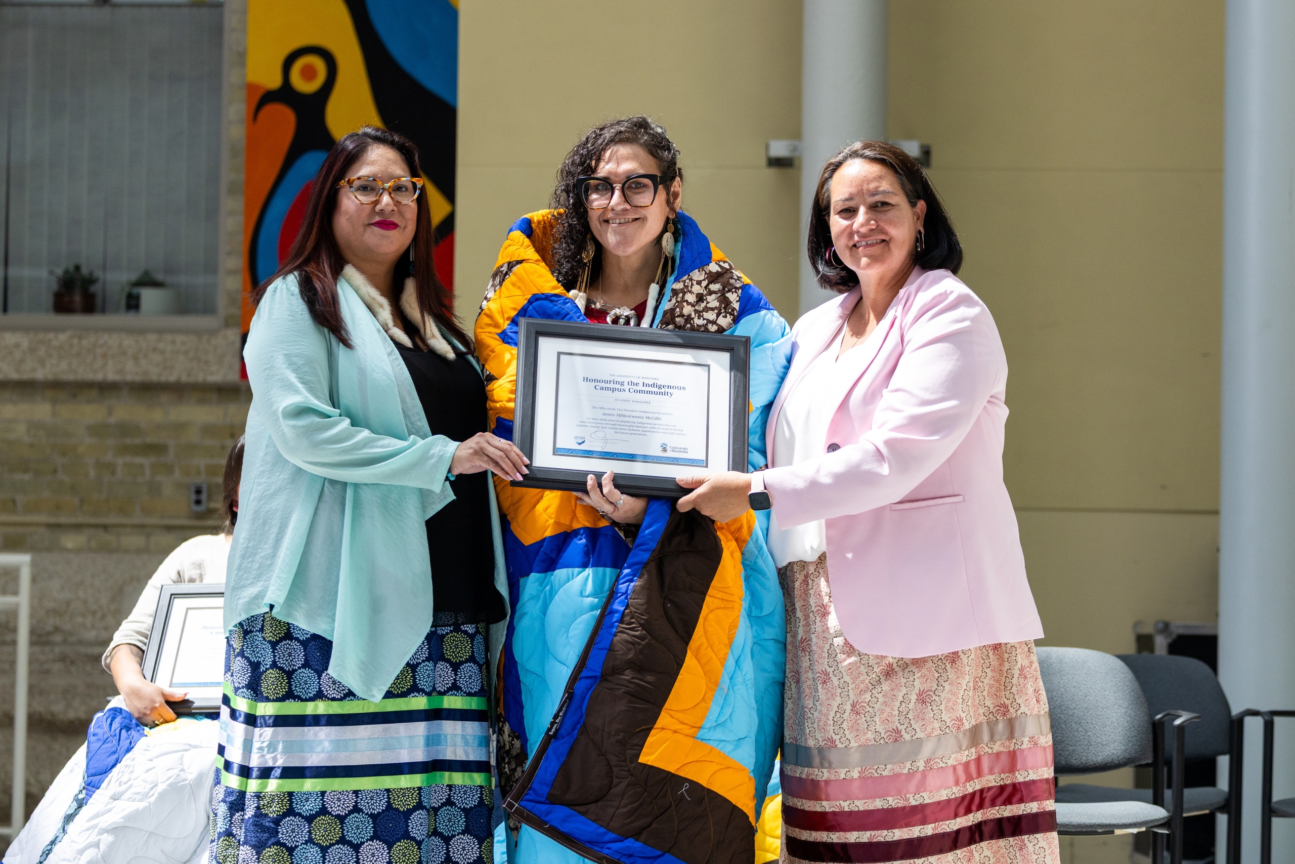 Aimee being honoured at the "Honouring the Indigenous Campus Community" even
