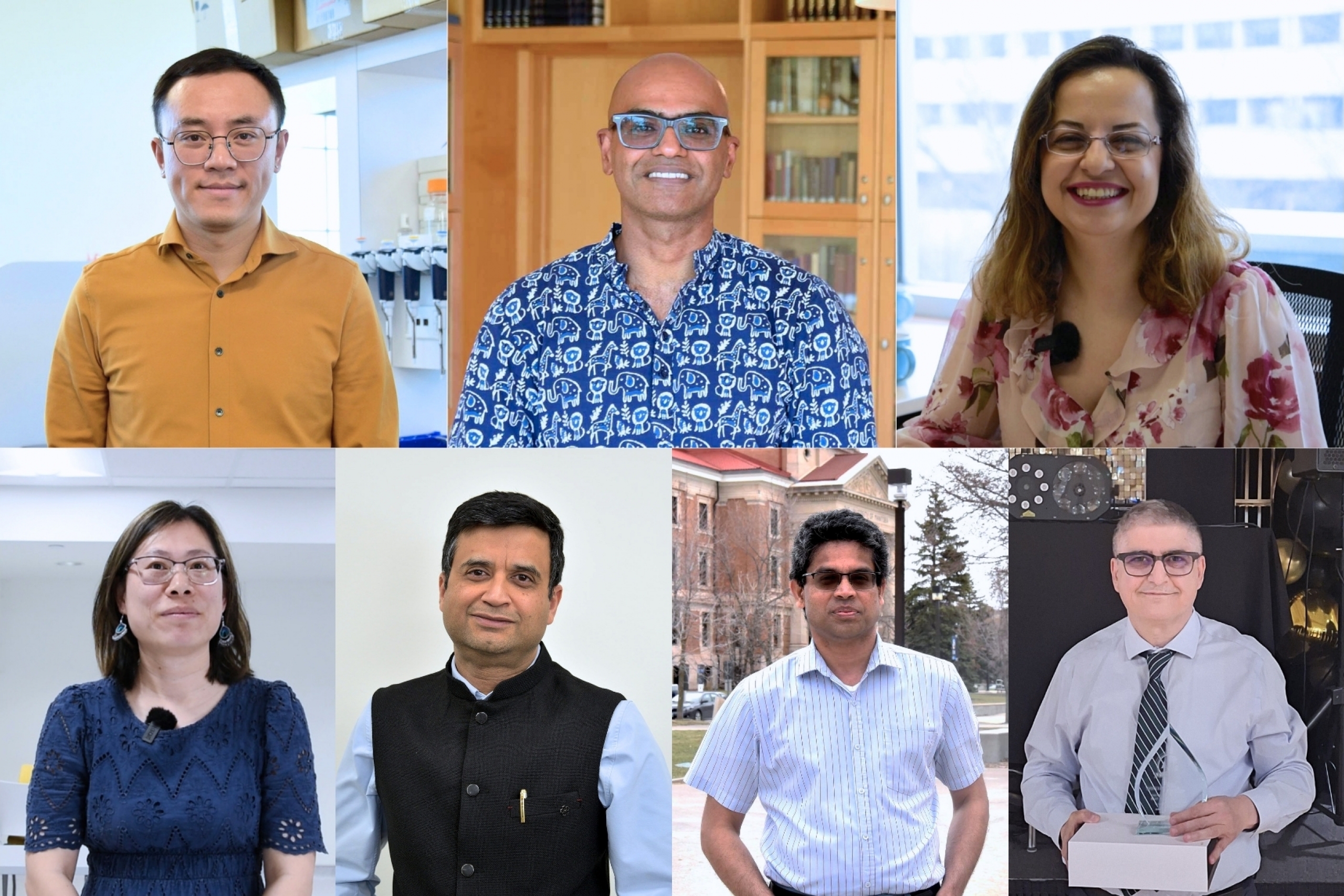From left to right Lei Xing, Abishek Iyer, Sadaf Salehkaleibar, Xinli Wang, Ayush Kumar, Saman Muthukumarana, Khodr Shamseddine