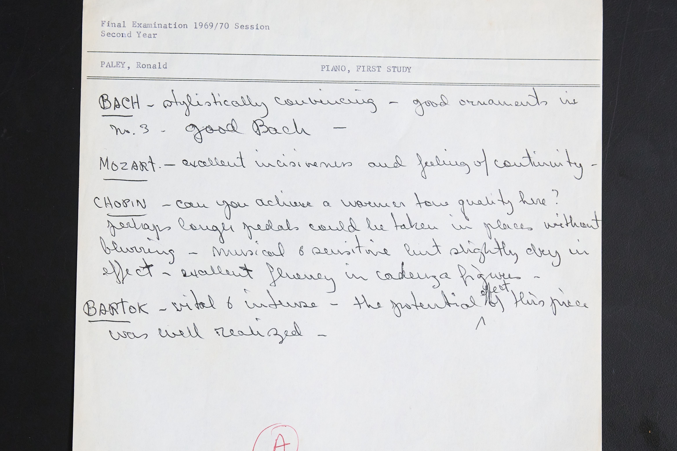 Ron Paley's UM School of Music assignment
