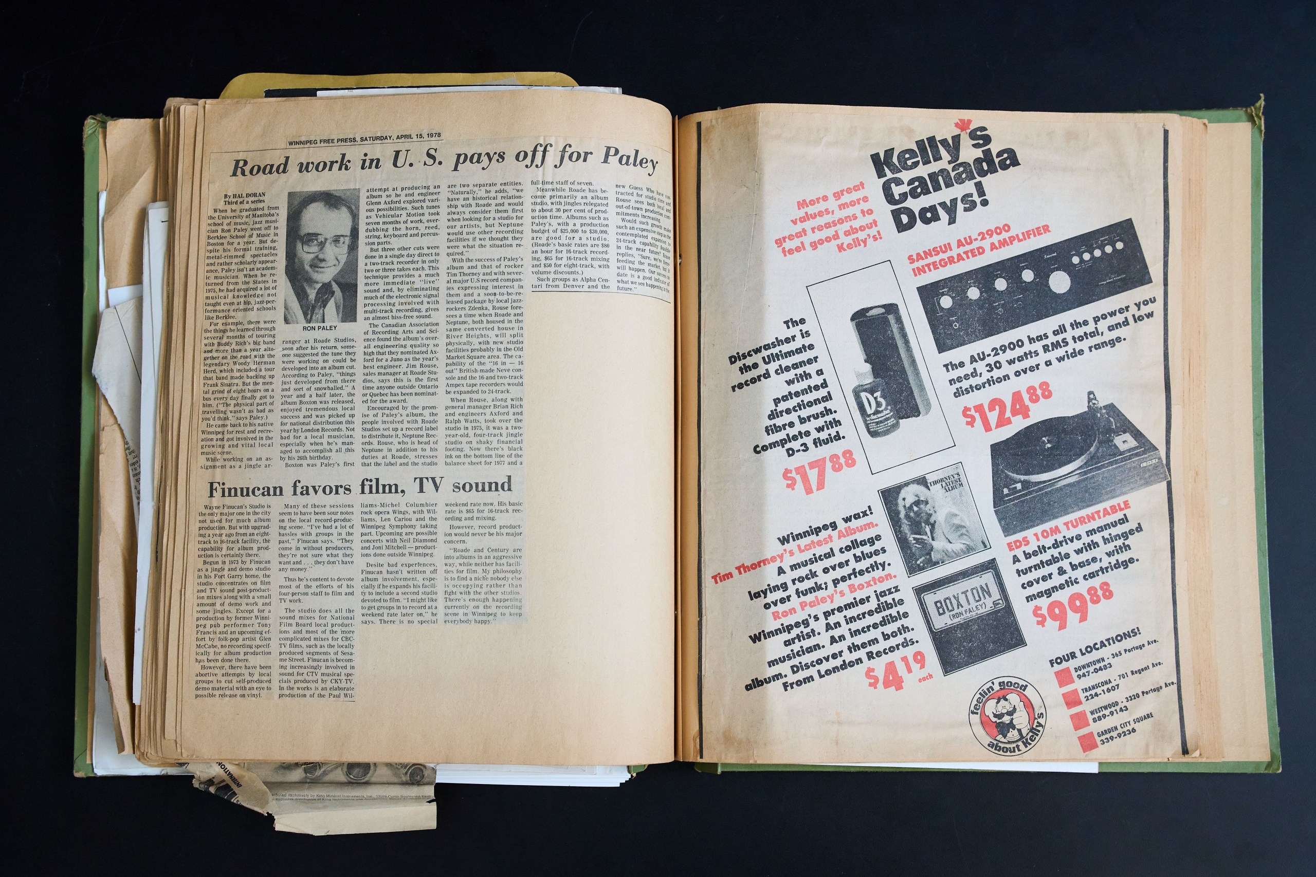 Ron Paley scrapbook including newspaper articles