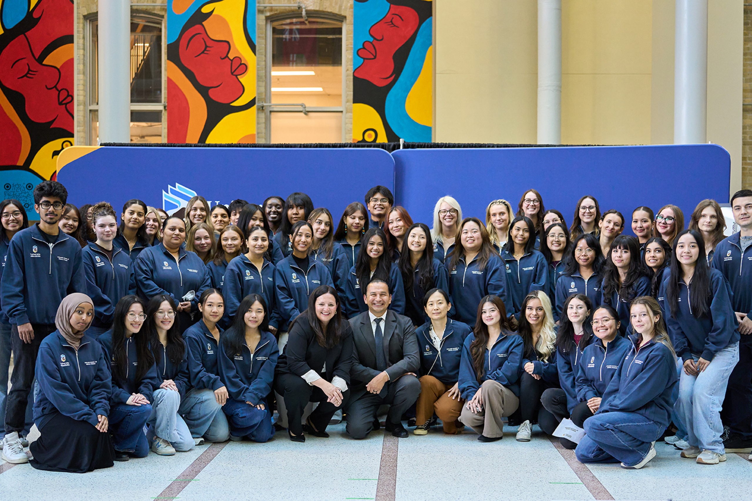 Premier Wab Kinew with Mary Bertone and dental hygiene students