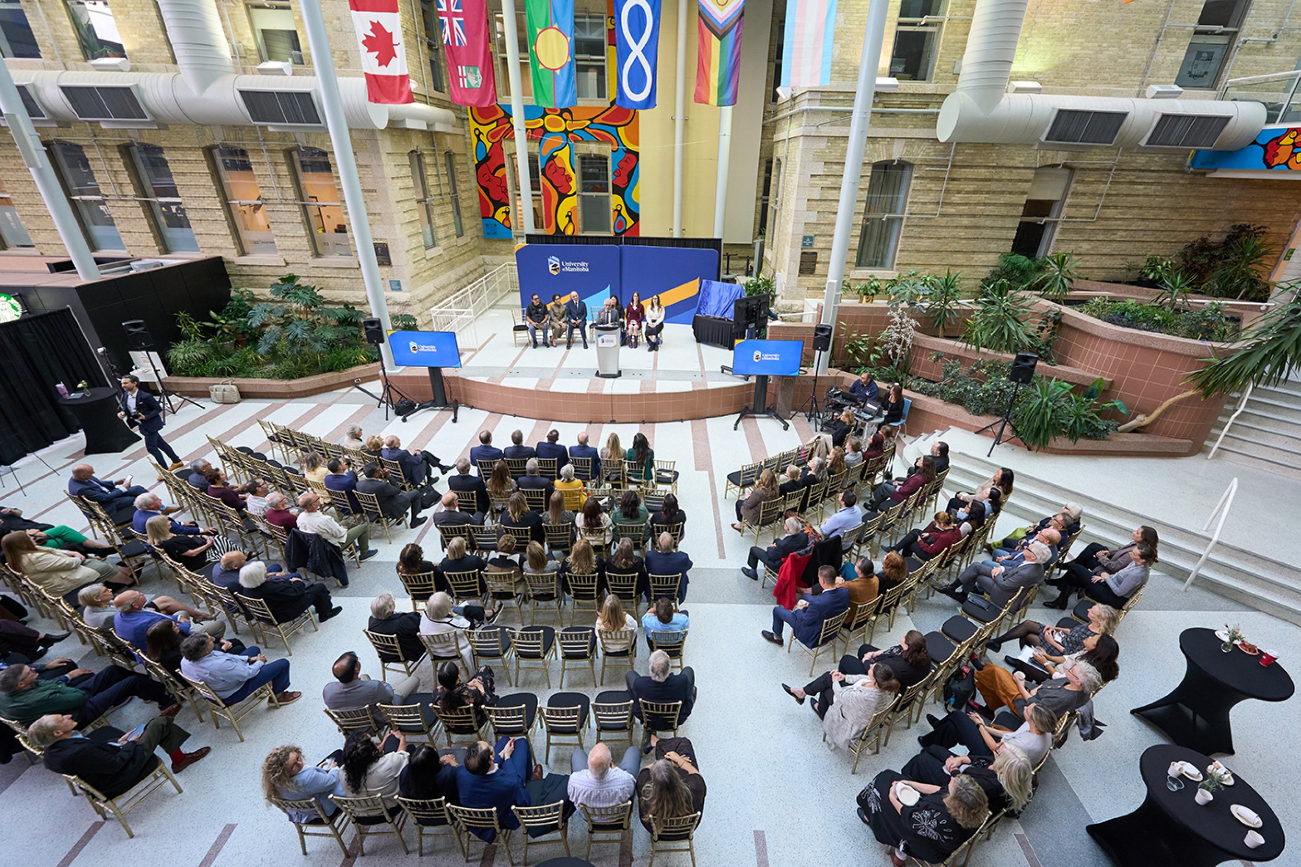 Overview of the Brodie Atrium during a gift announcement