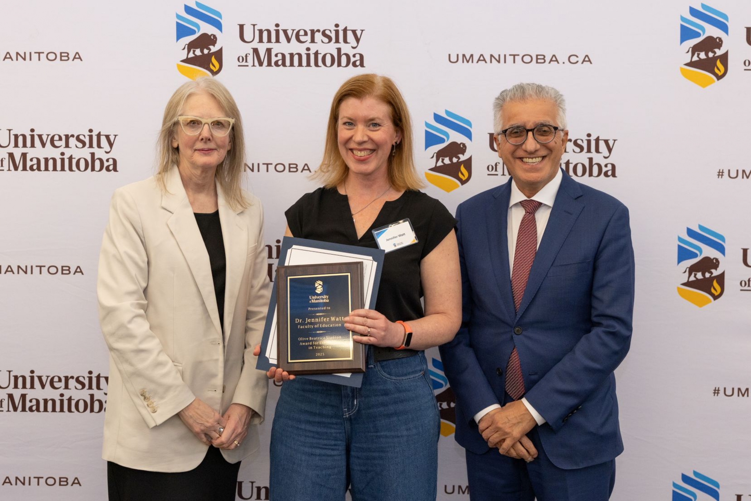Jennifer Watt with the UM President and Provost