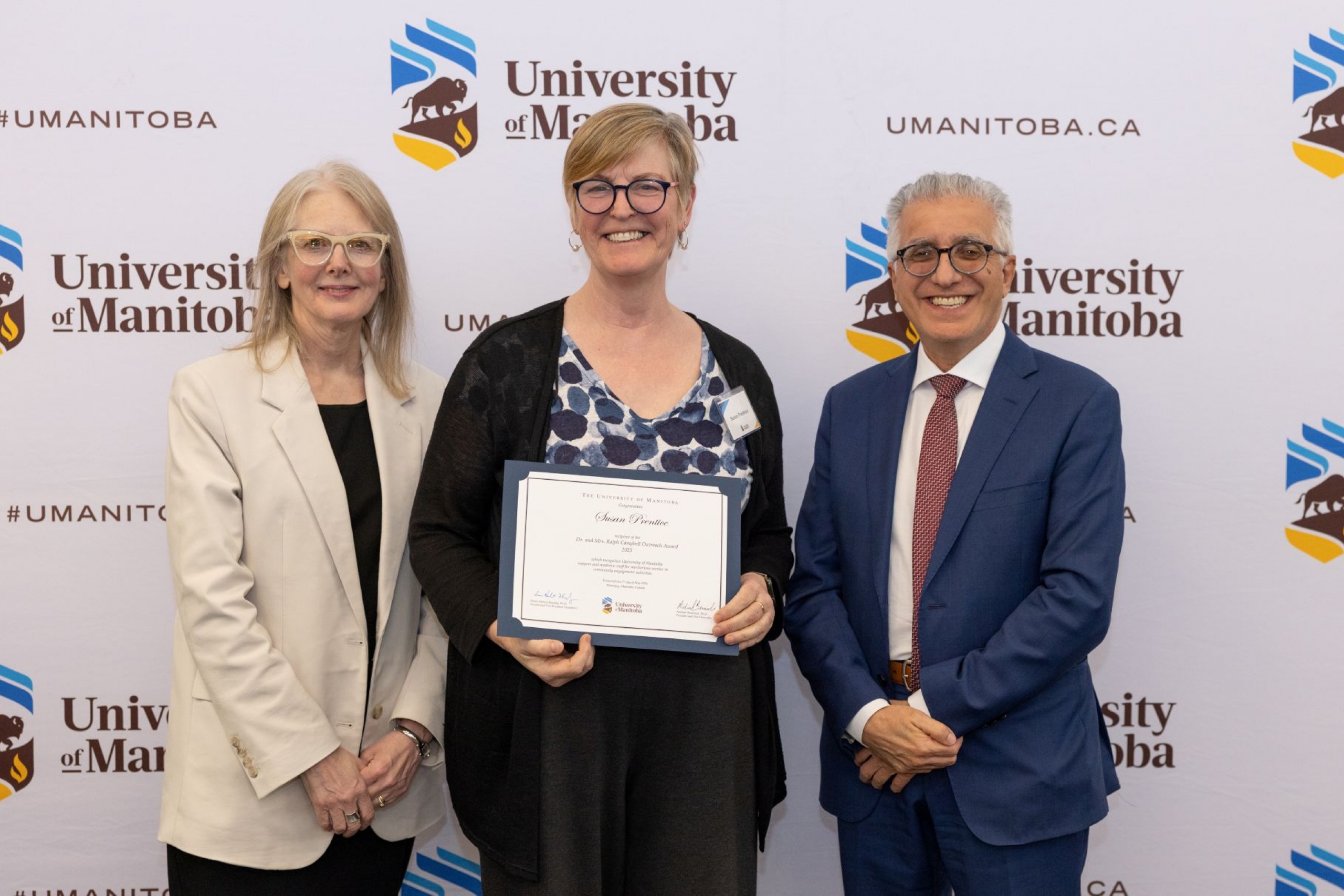 Susan Prentice with UM President and Provost