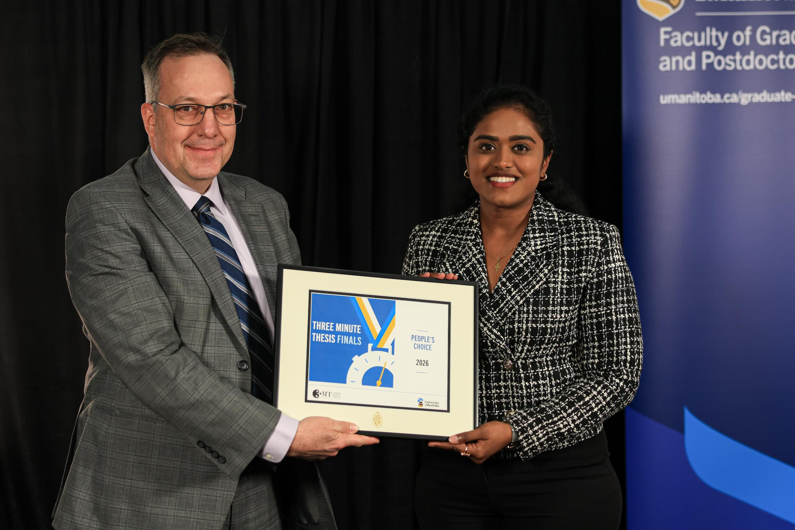 Person receiving an award.