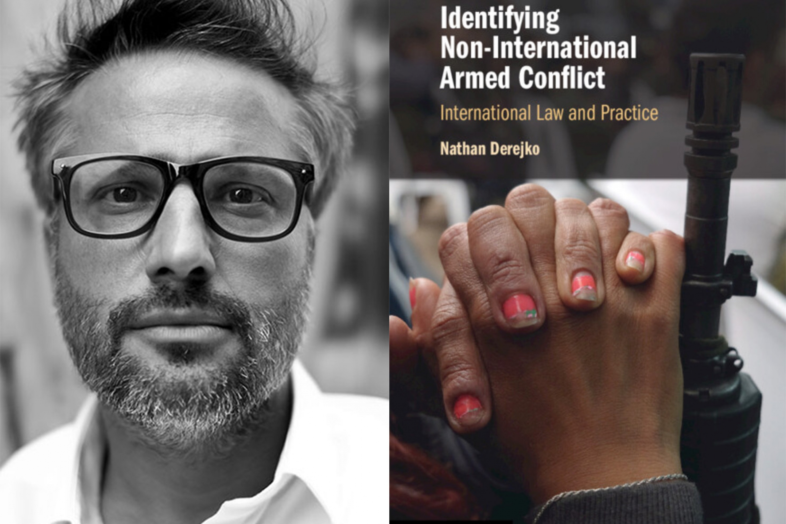 combination image of a headshot of Nathan Derejko on the left and a book cover on the right