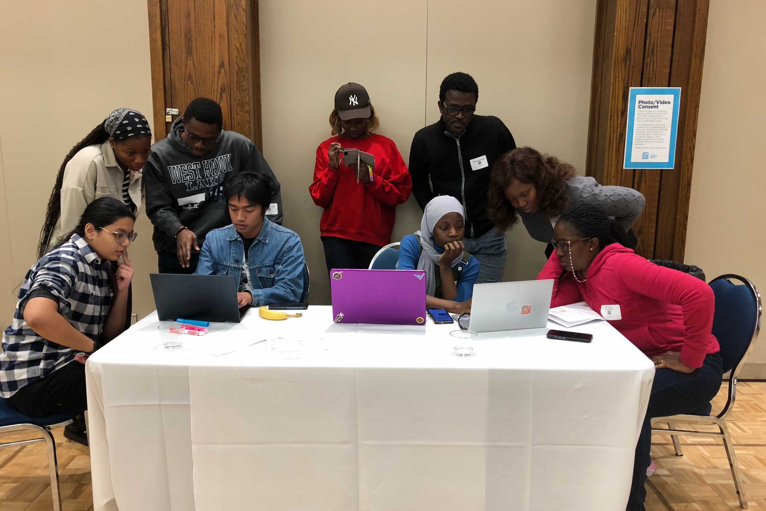 People working together around a table