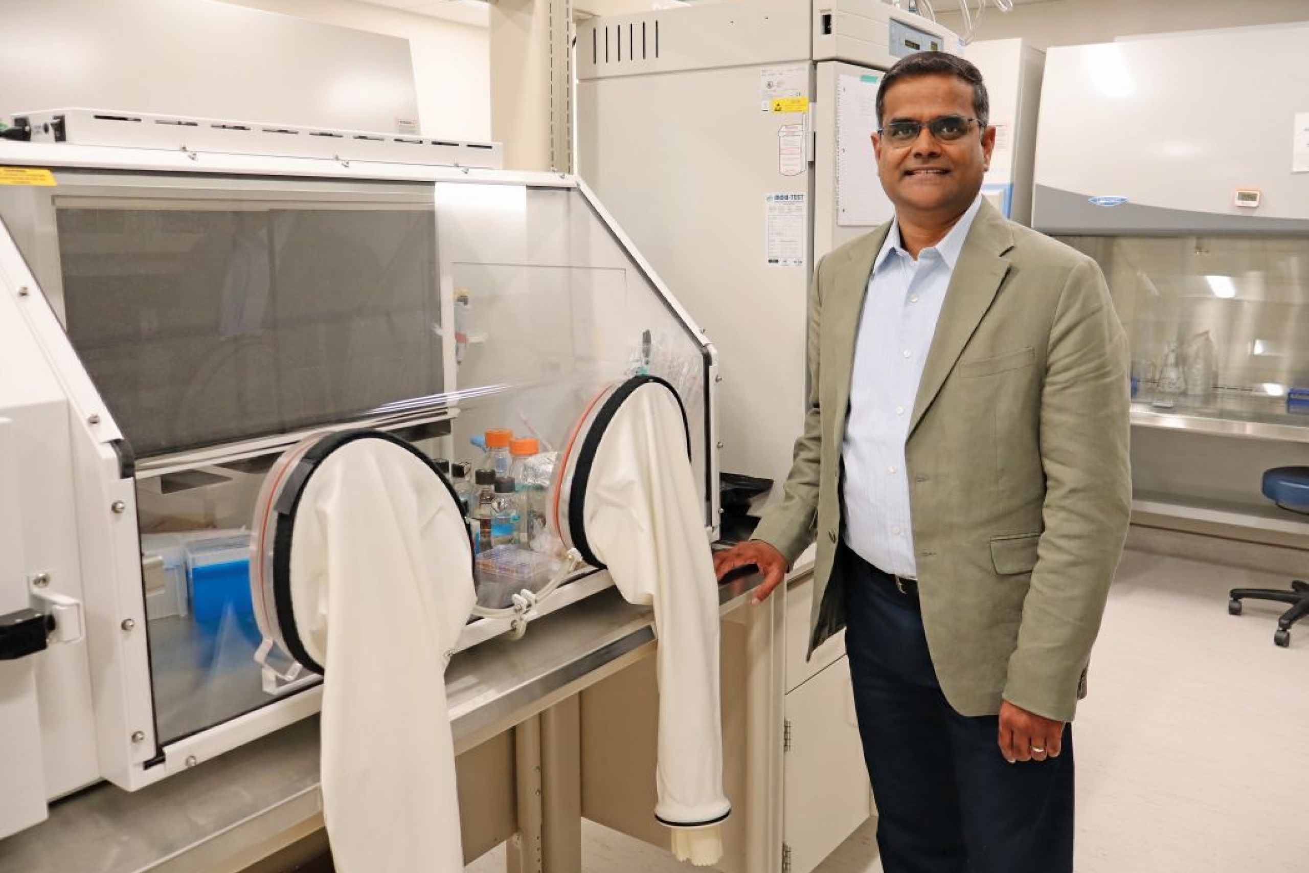 Dr. Prashen Chelikani stands in his lab. 