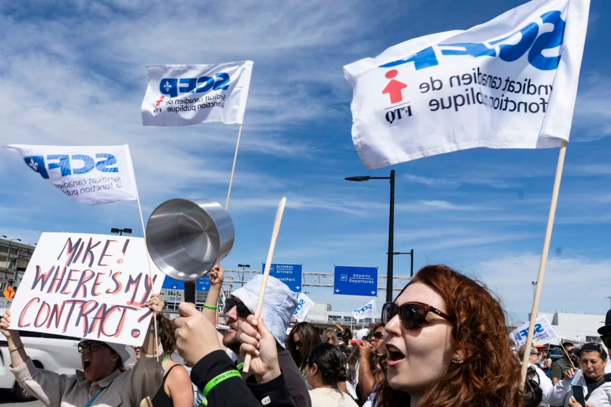 Protesters at Montreal airport