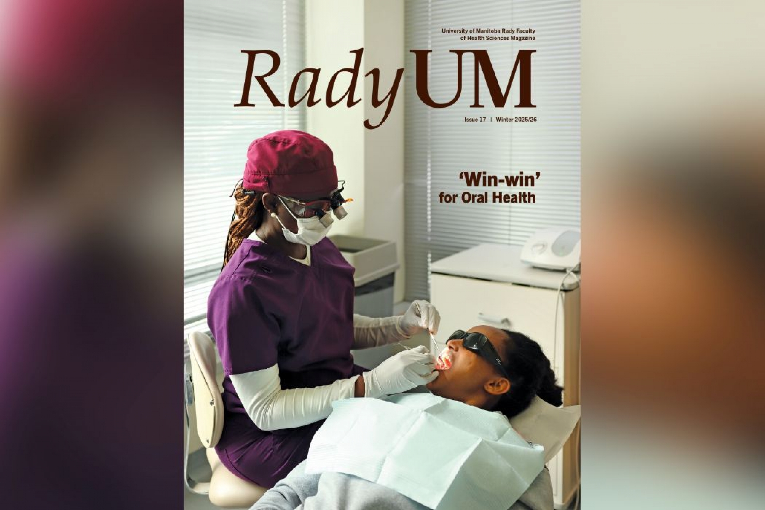Cover of RadyUM magazine featuring a photo of a dentist and a patient in a clinic.