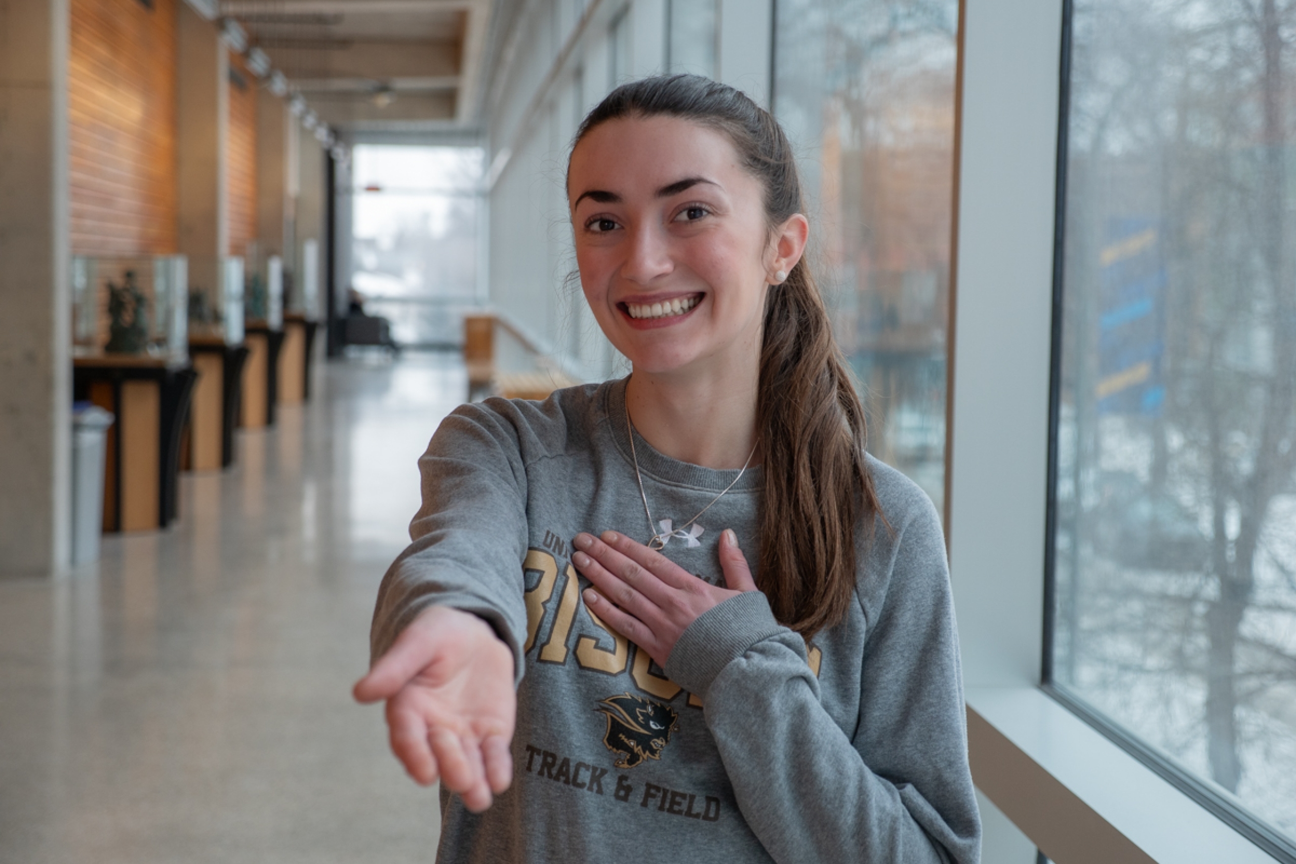 Lara Denbow strikes the Give to Gain pose.