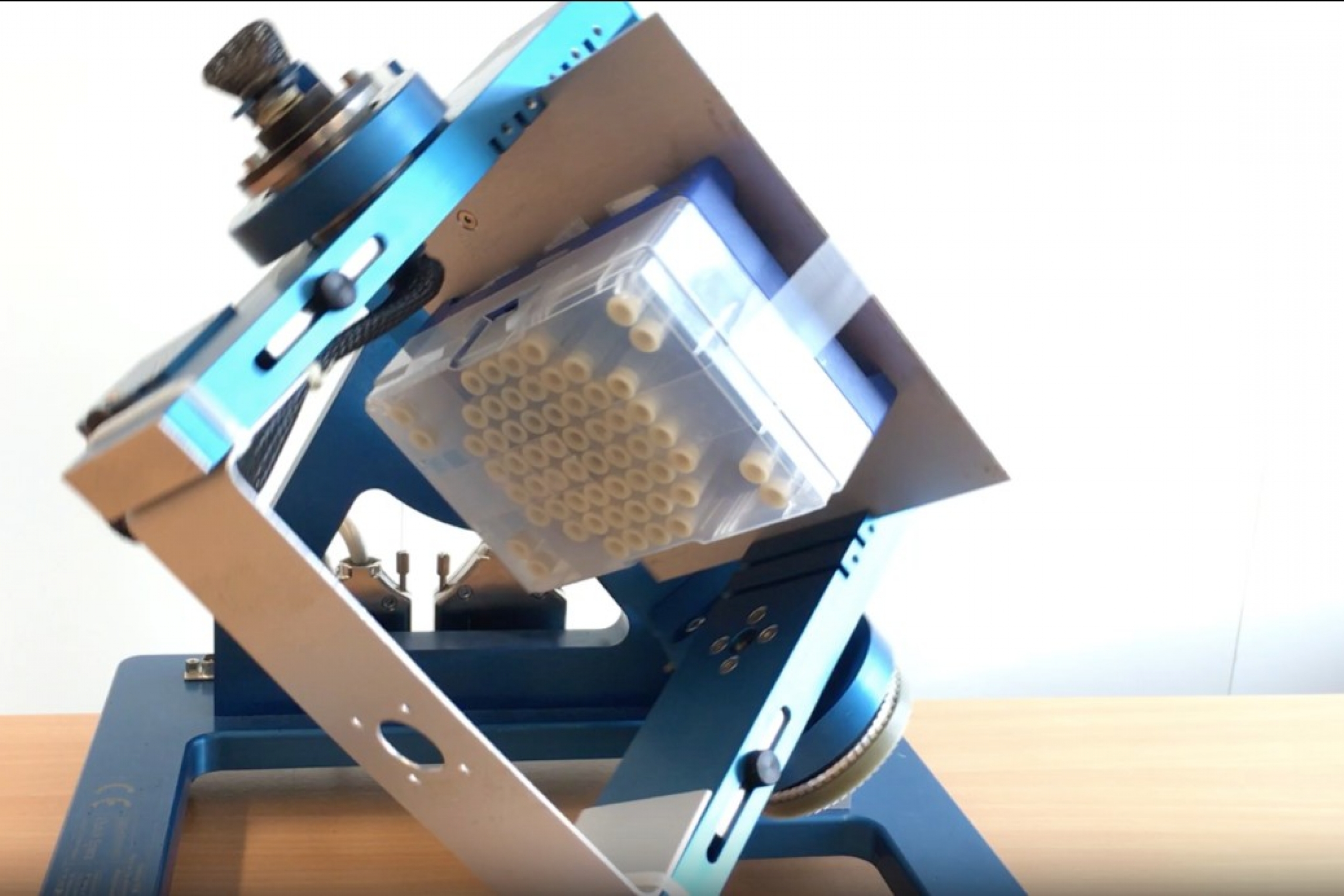 A blue research device.