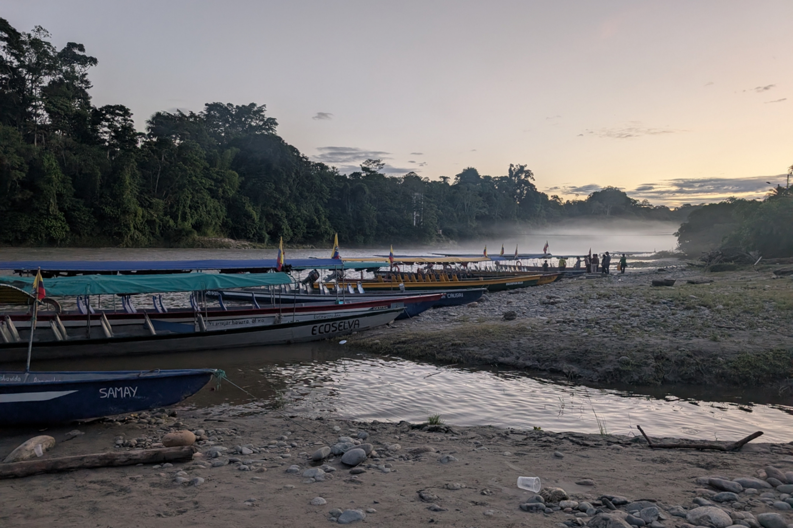 A river with local boats.