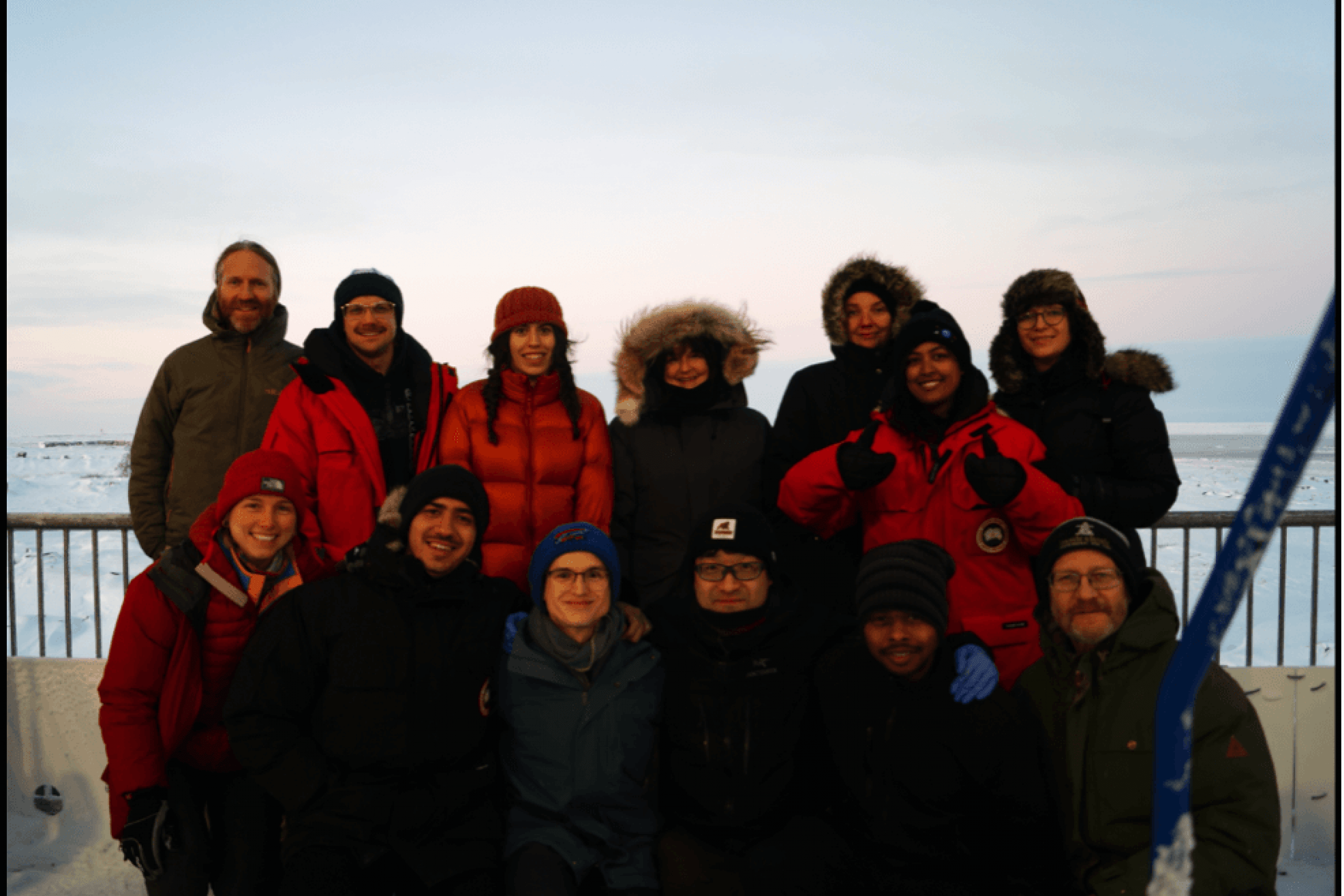 Group photo of the GENICE II team at the Churchill Marine Observatory.