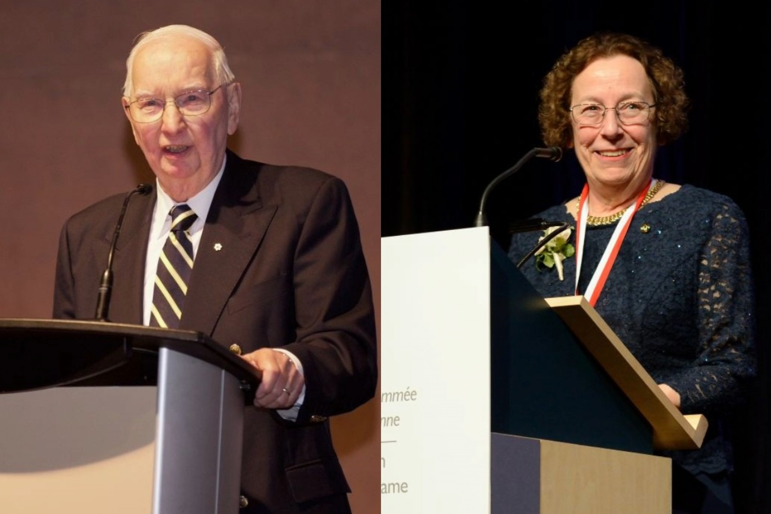 Two images side by side of Drs. Henry Friesen and Estelle Simons.