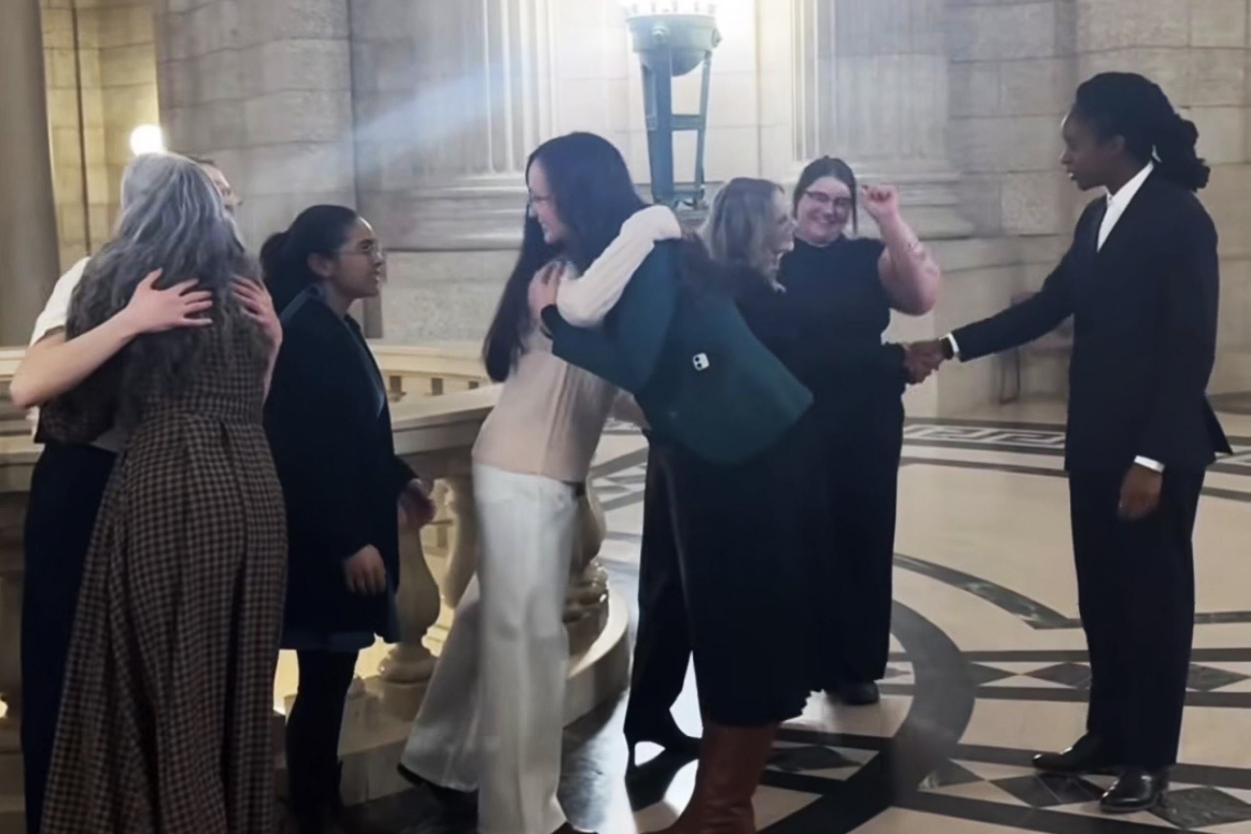 Students meeting ministers at the Manitoba Legislature.
