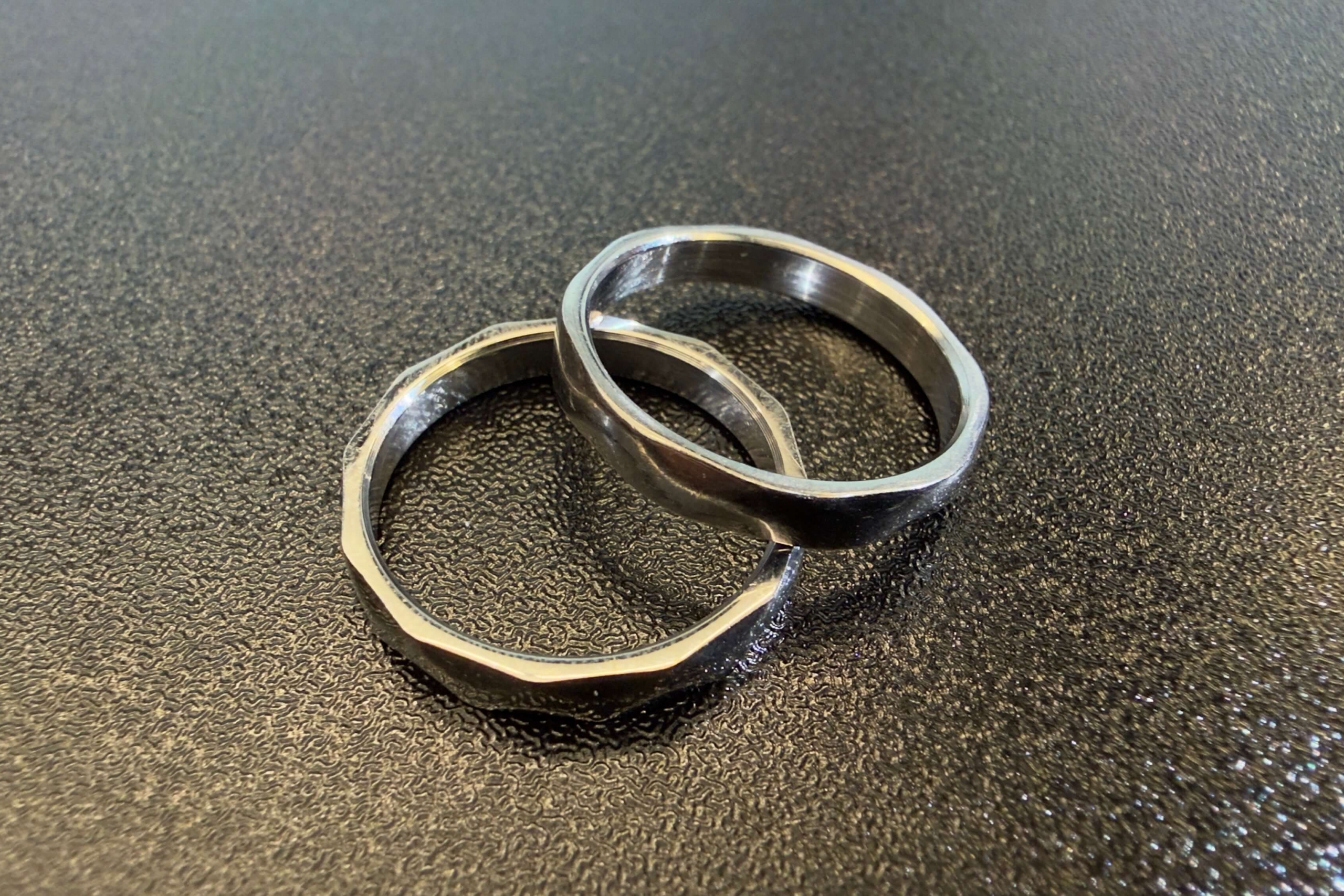 Two rings overlapping on a table