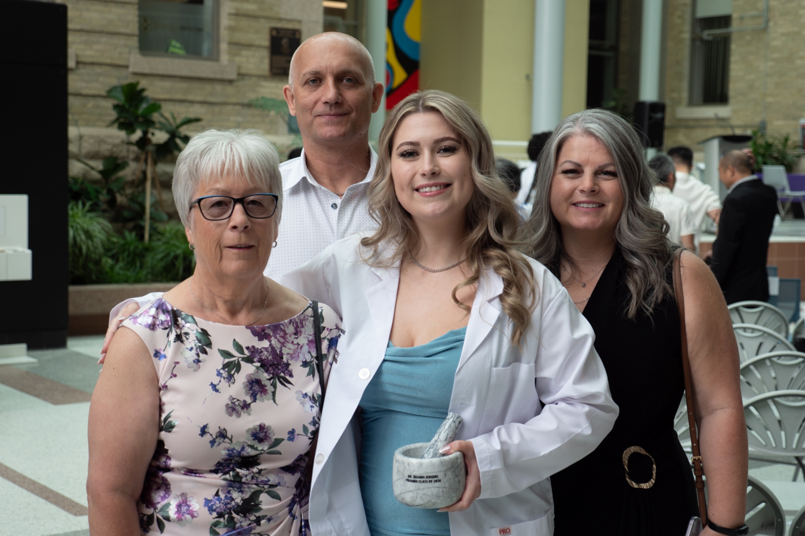 A student with her family.