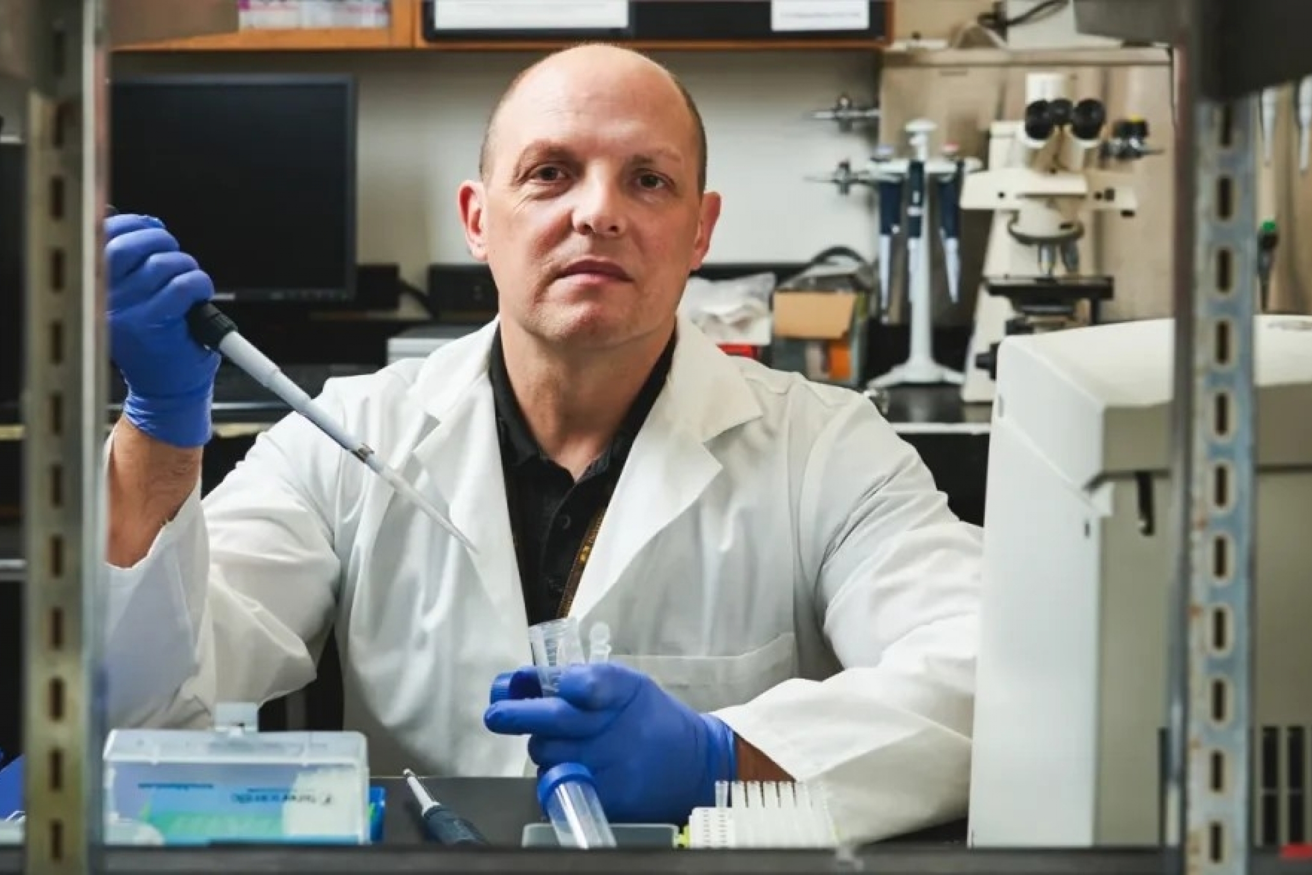 Kindrachuk in his lab