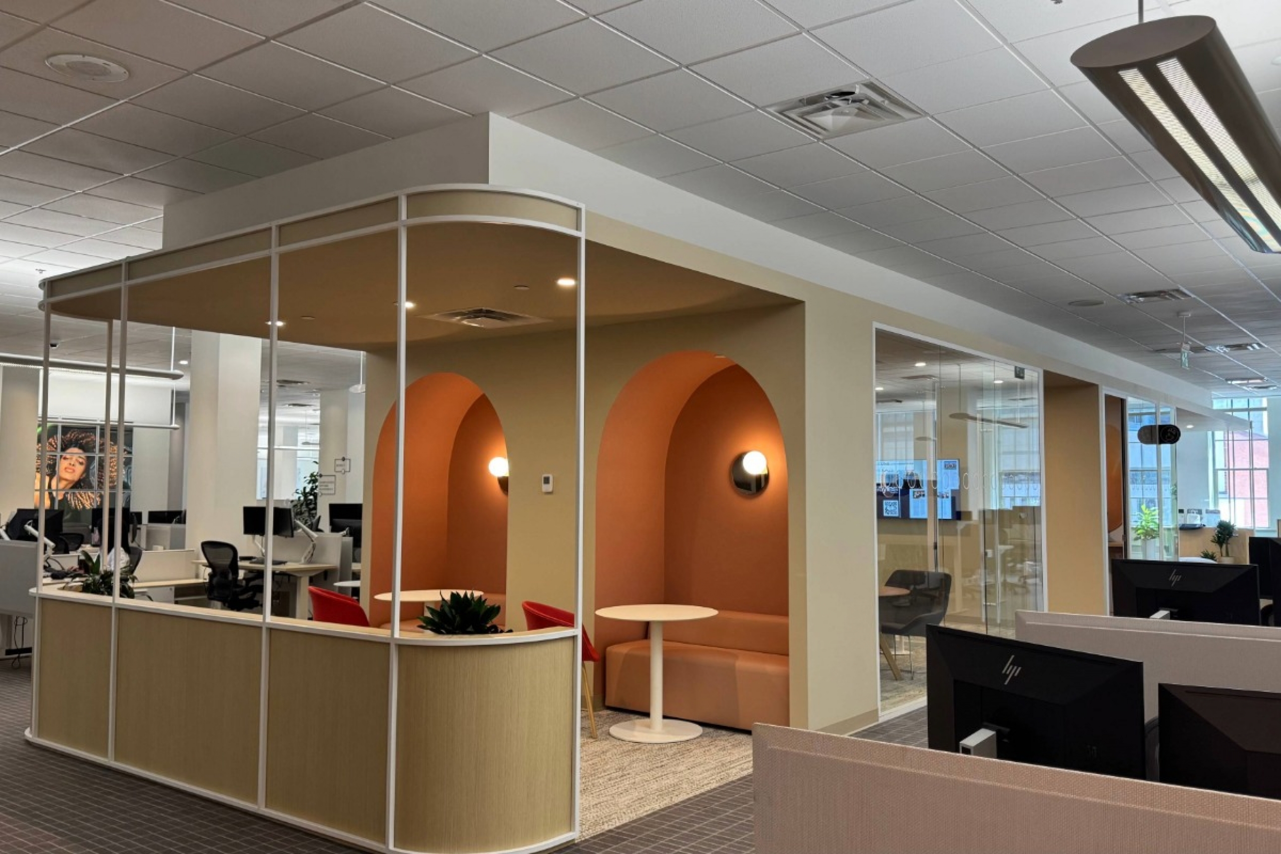Interior of L’Oréal Montreal's open concept office. 